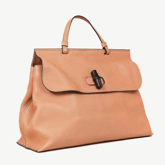 Gucci Bamboo Daily Rose Beige Leather Large Top Handle Bag - Picture 2 of 14